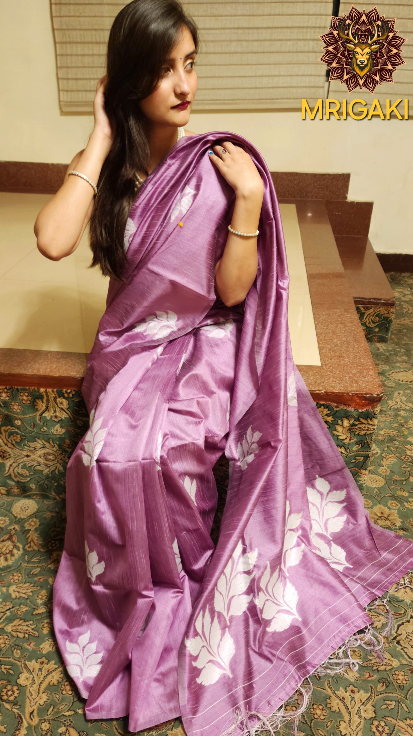 Lavender color Elegant & Trendy Coliform Silk Saree with Flower Pattern
