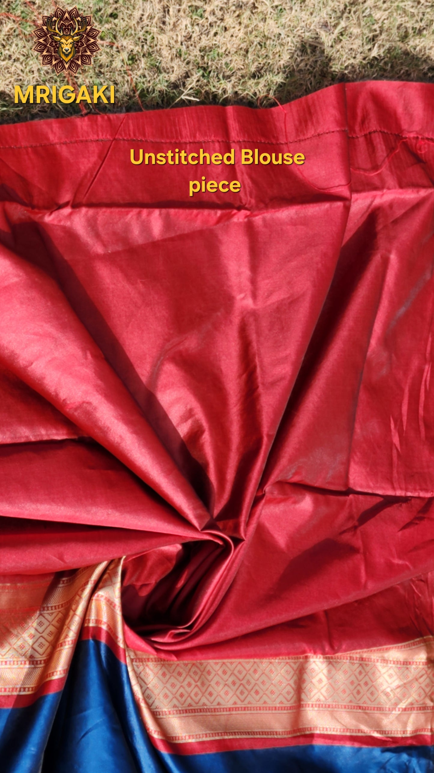Warm Silk Saree in Dark Blue color with Red contrast, Patola print All over & on Pallu