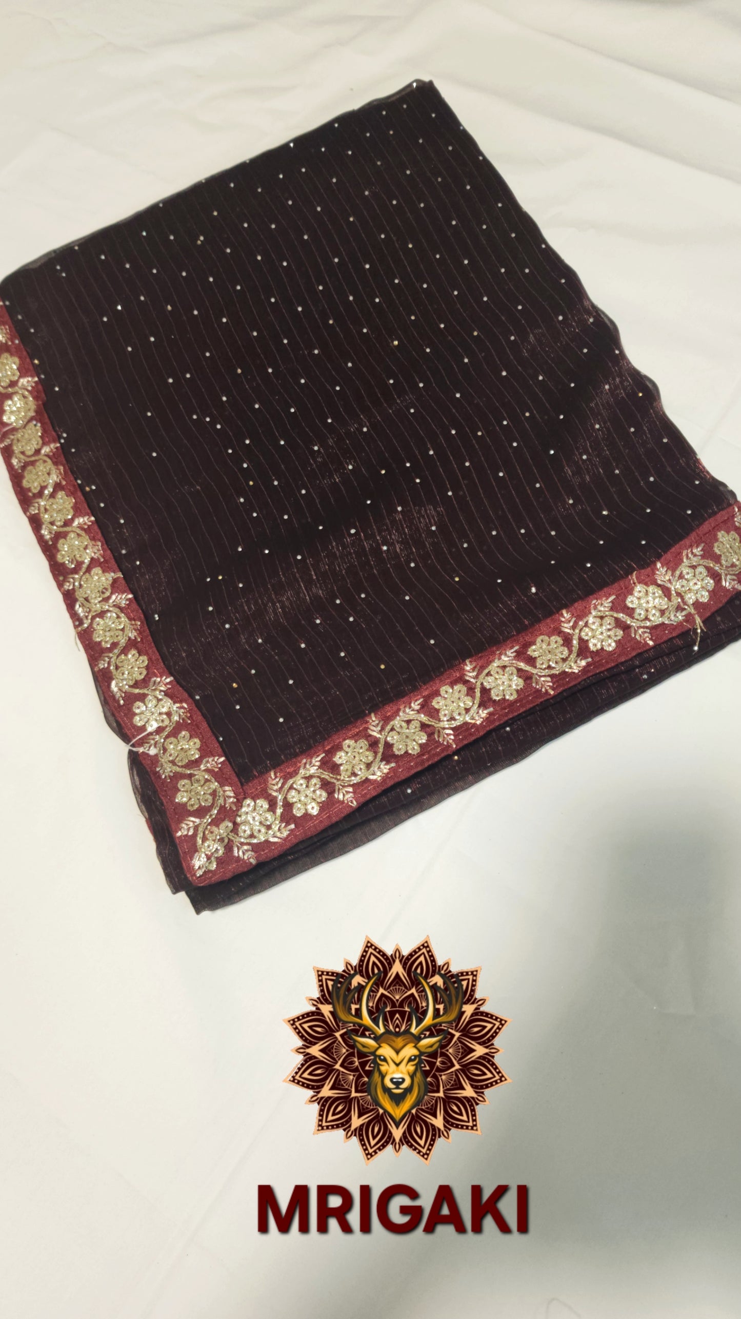 Beautiful Organza Sequence Saree with Gota Border & stone work all over