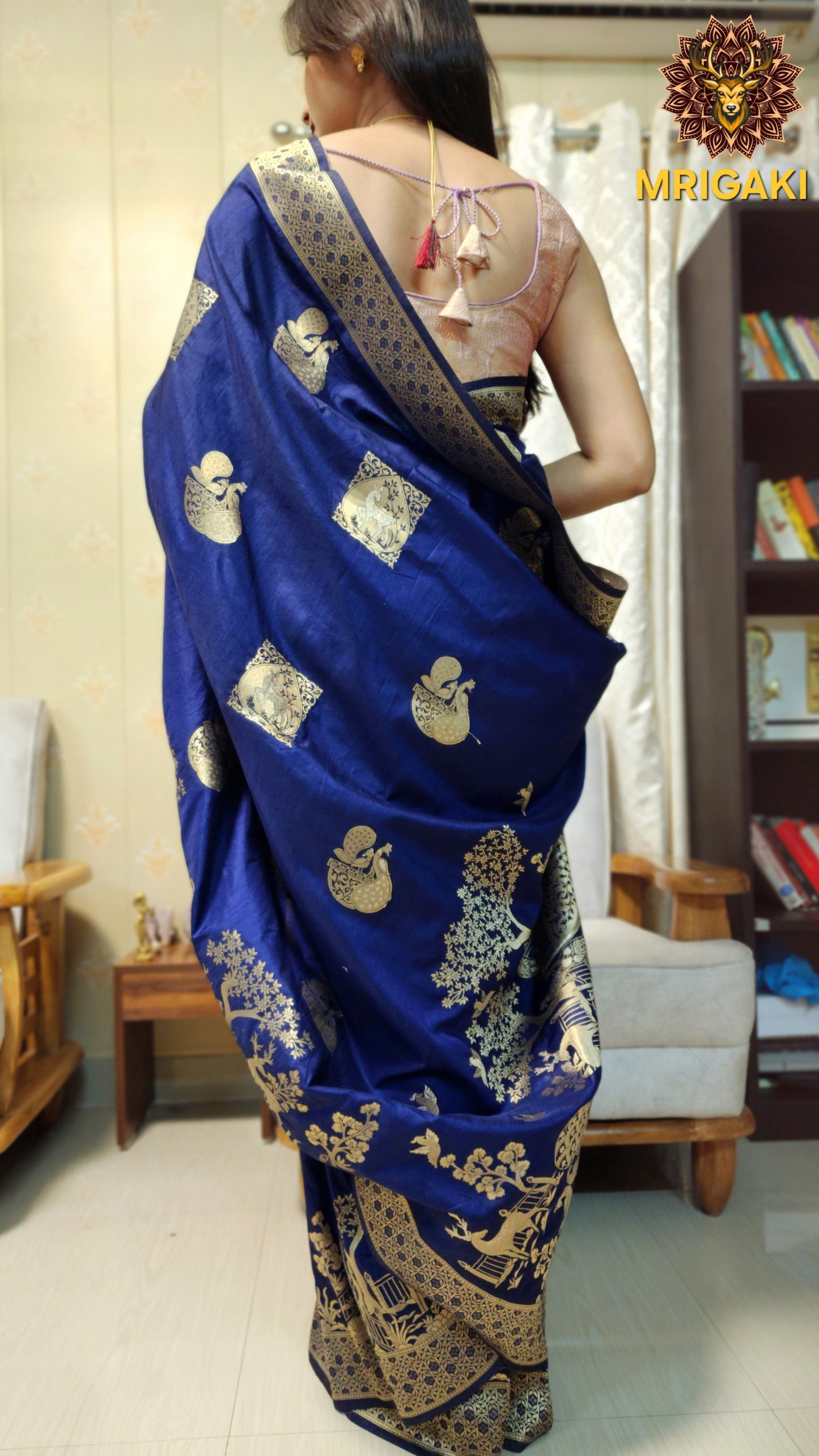 Dupion Silk Kadhwa Pattern Handwoven Natural Beauty Saree