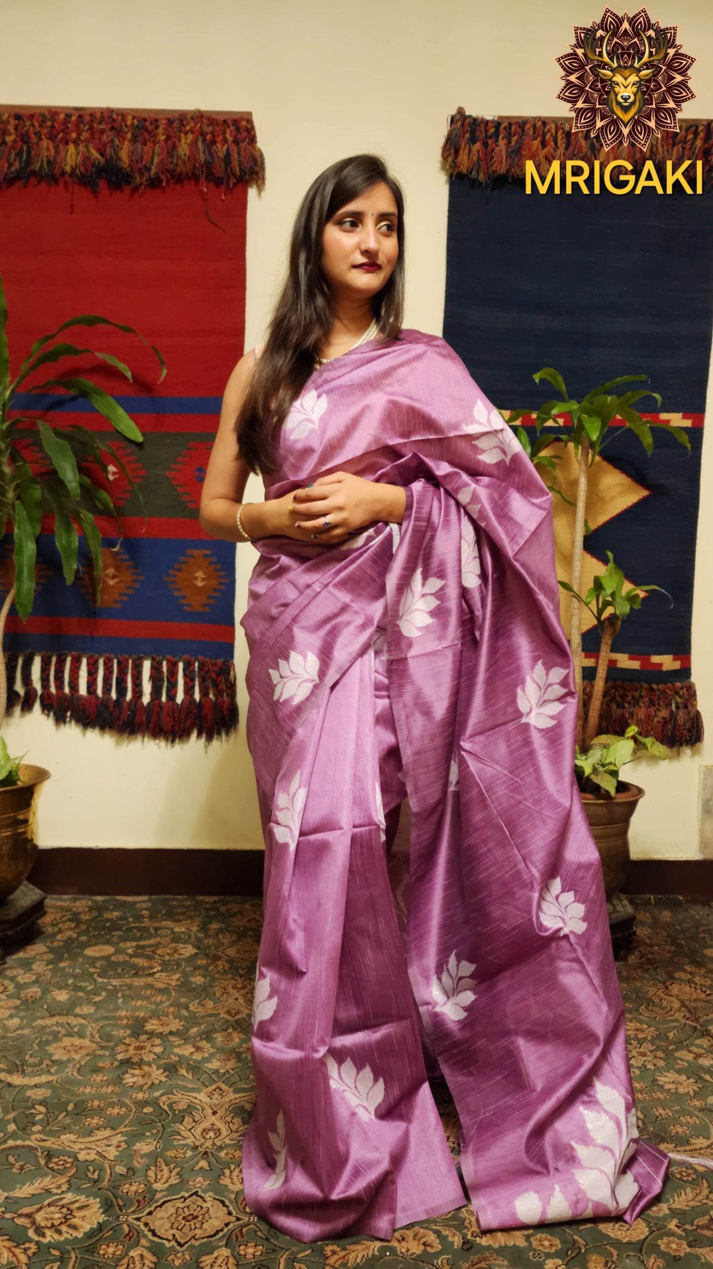 Lavender color Elegant & Trendy Coliform Silk Saree with Flower Pattern