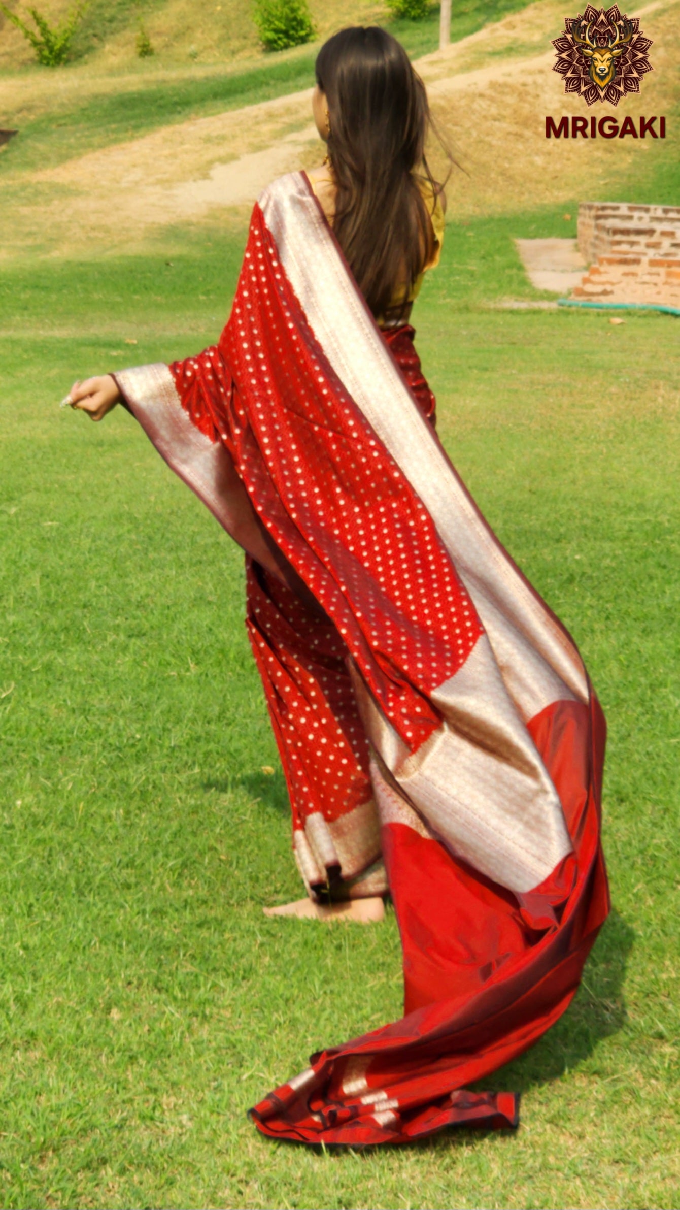 Banarasi Worm Silk Saree with Golden Zari weaving