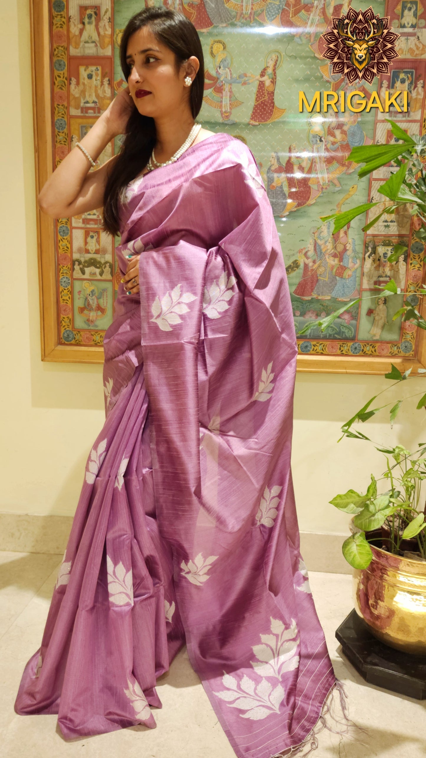 Lavender color Elegant & Trendy Coliform Silk Saree with Flower Pattern