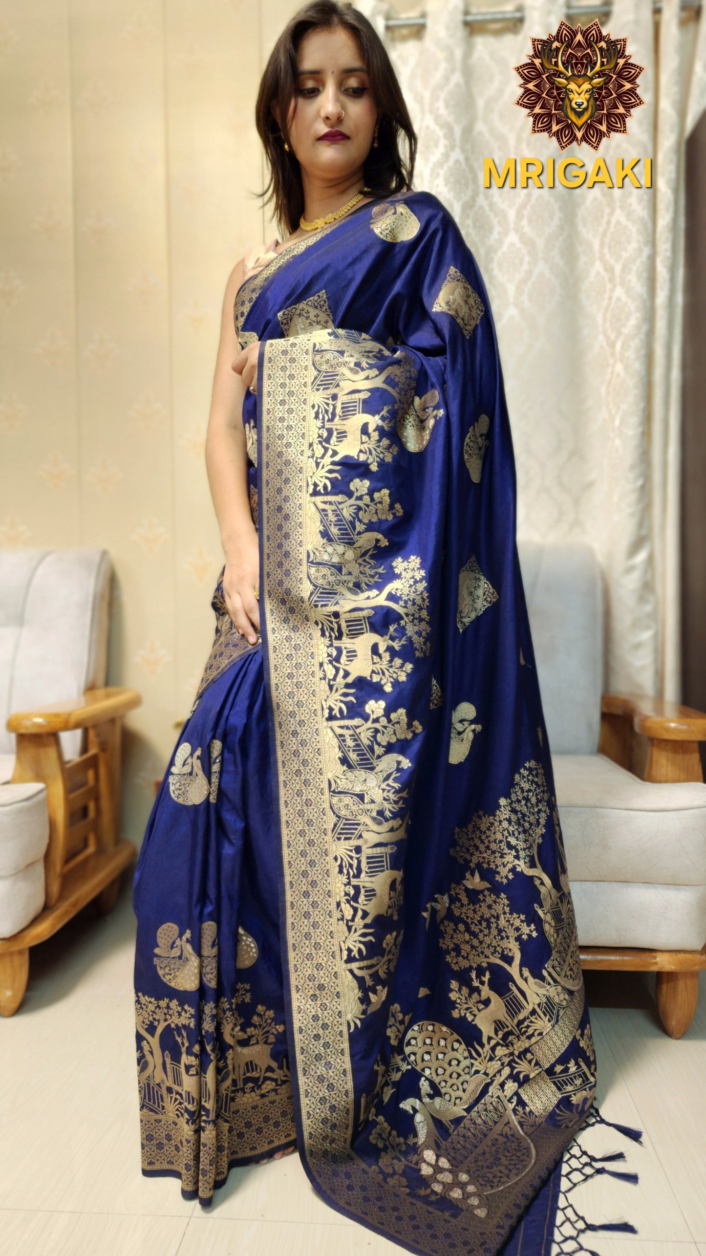 Dupion Silk Kadhwa Pattern Handwoven Natural Beauty Saree