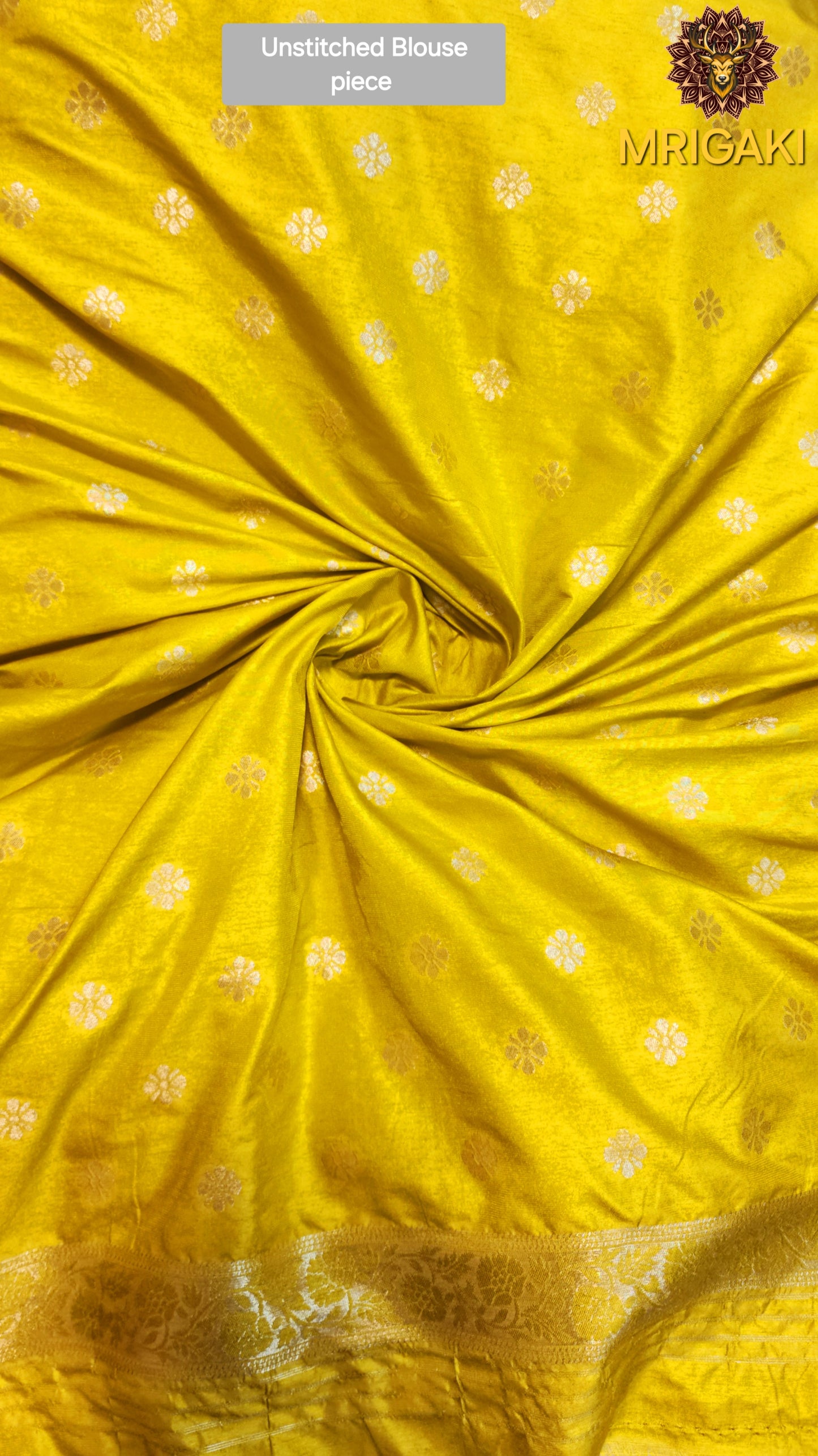 Yellow color Pure Dupion Silk Banarasi Saree with Silver Jaal all over