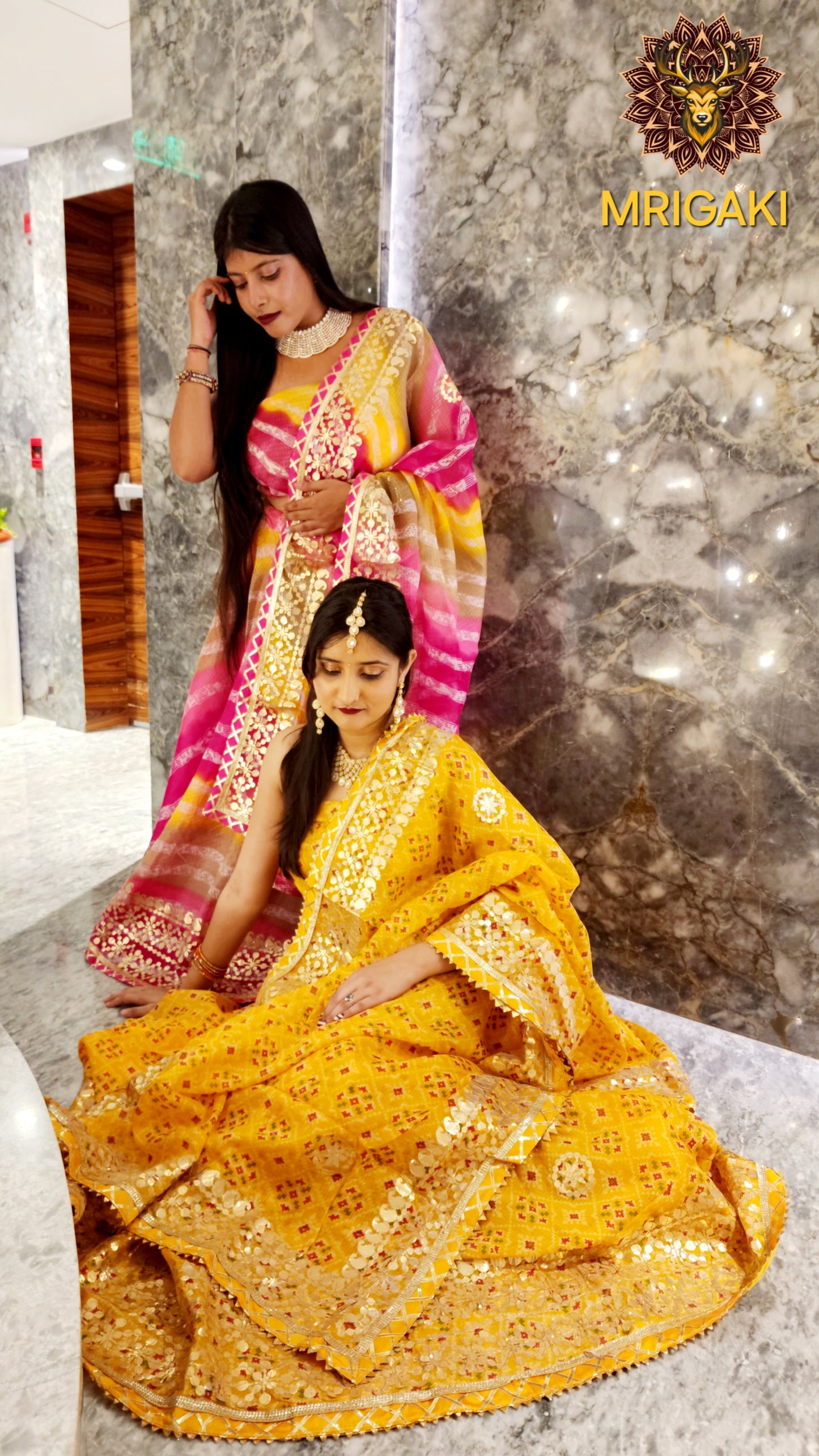 Rajasthani Laheriya pattern Multi-color Kota Doria Lahenga with Dupatta