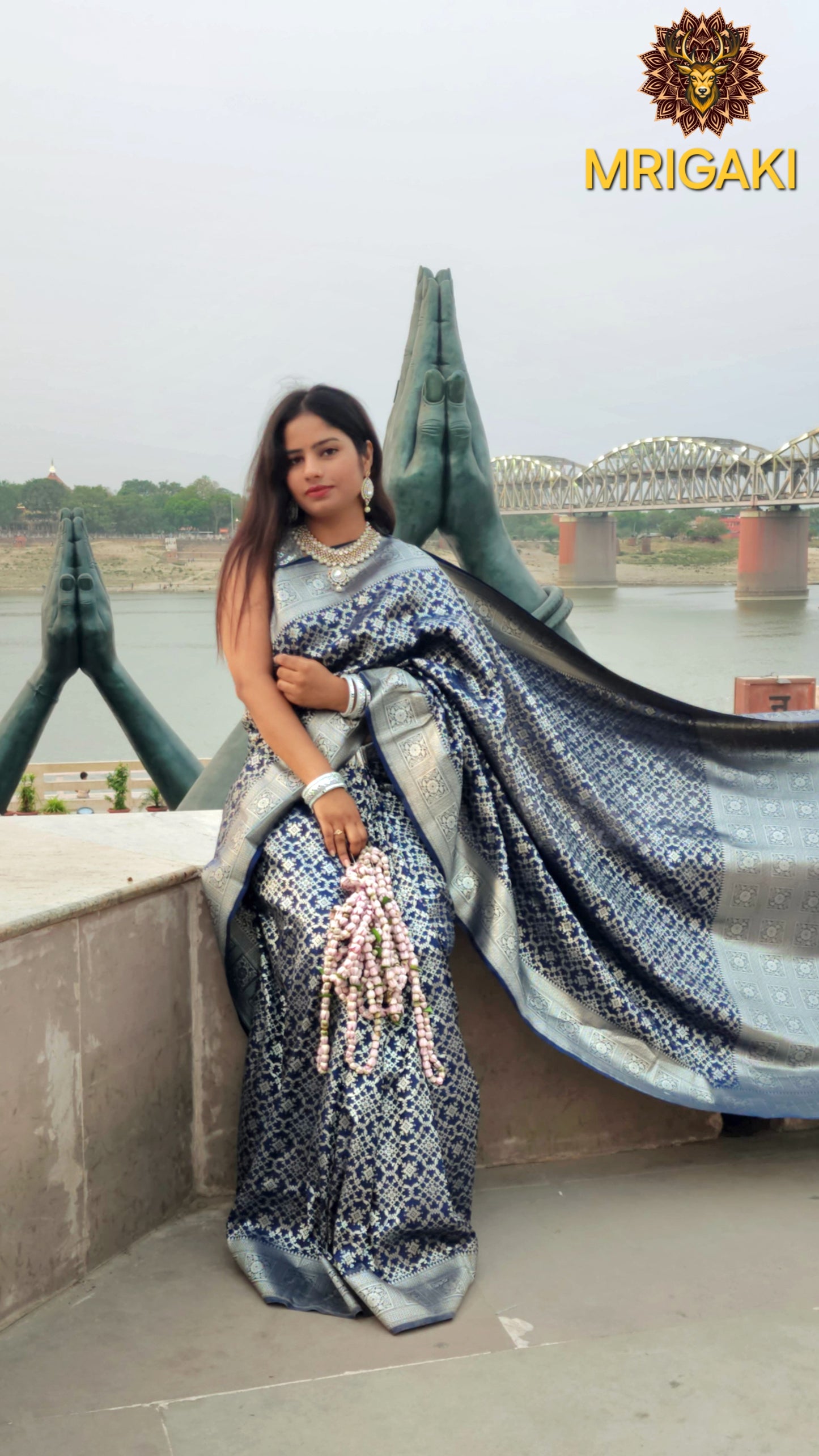 Pure Dupion Silk Patola Design Royal Blue Saree