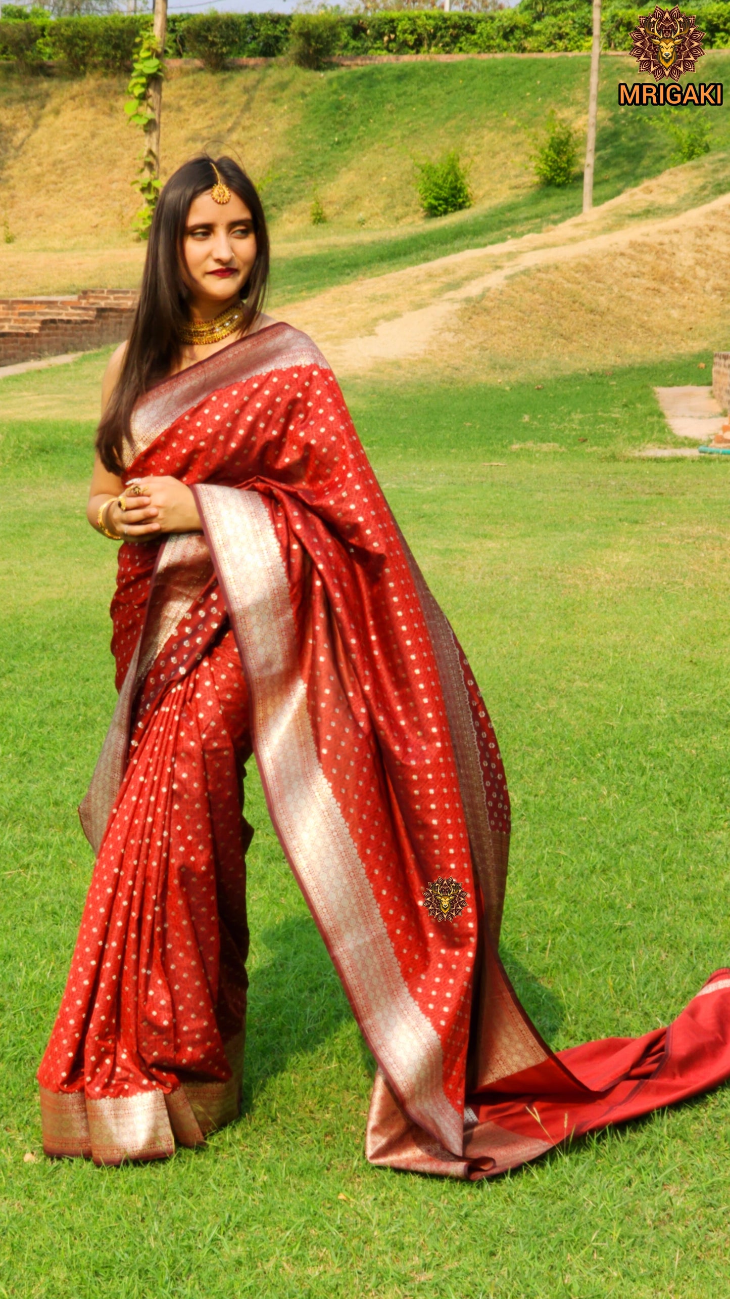 Banarasi Worm Silk Saree with Golden Zari weaving