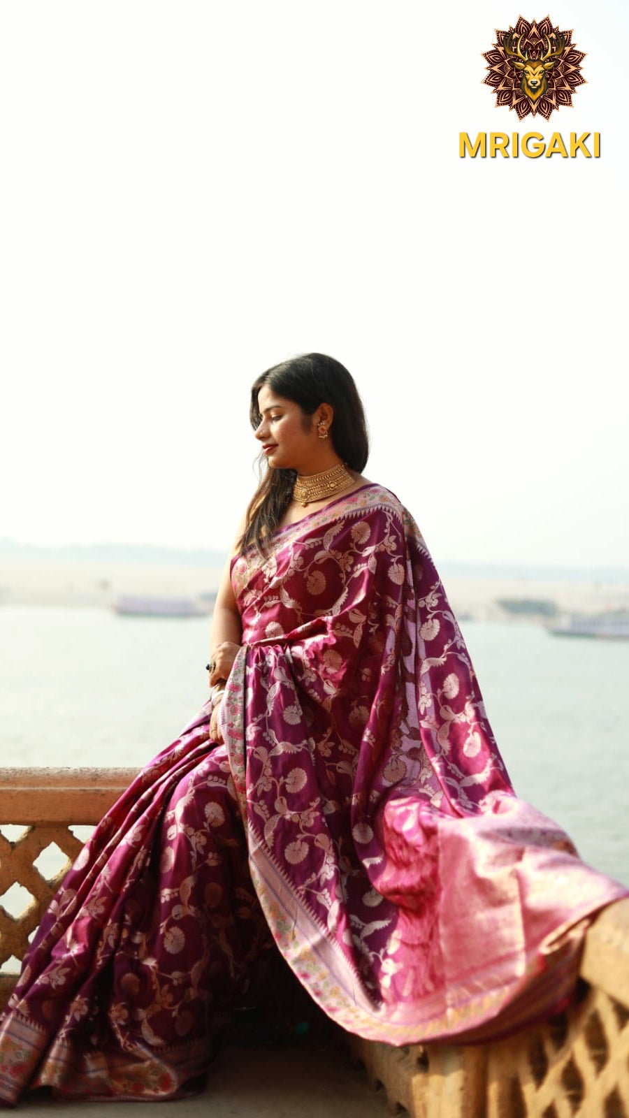 Banarasi Silk Paithni Border Purple Color Saree with Jaal Handweaving all over