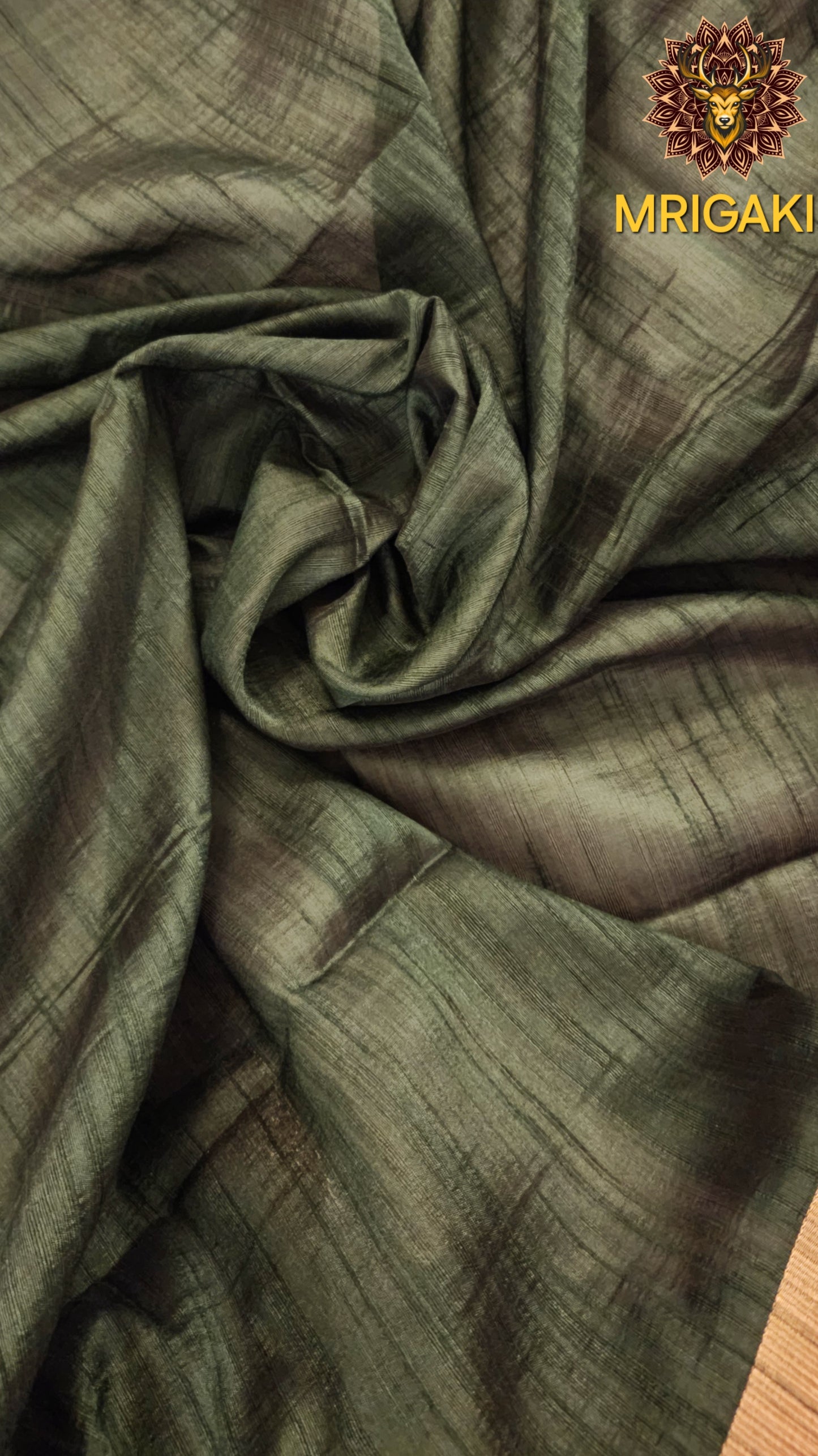 Dark green color Georgette Banarasi Butti Saree with Vertical lines & plain Zari border