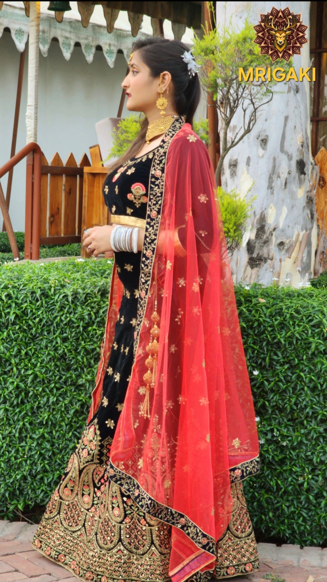 Gorgeous Velvet Heavy Embroidery Wine color Lahenga Choli with Light Red color Dupatta