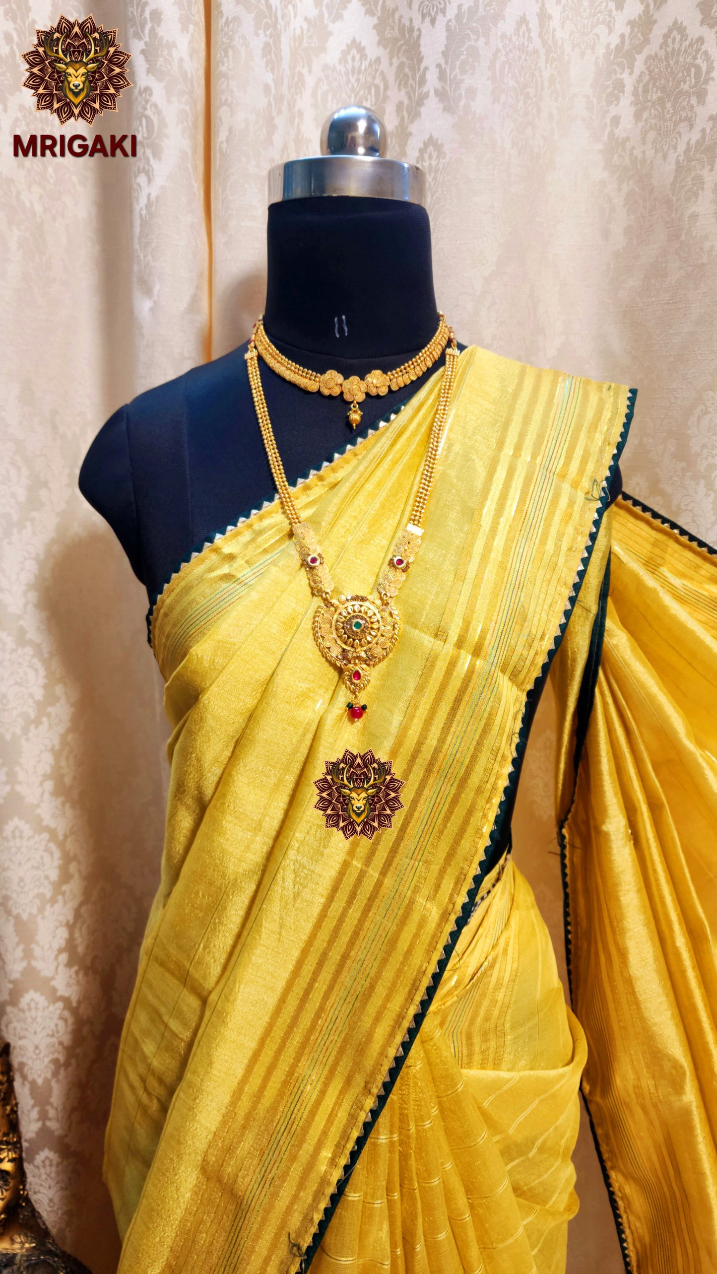 Chanderi Silk Cotton Saree with Zari work on Borders & Nalki work flower designs inside & on Pallu