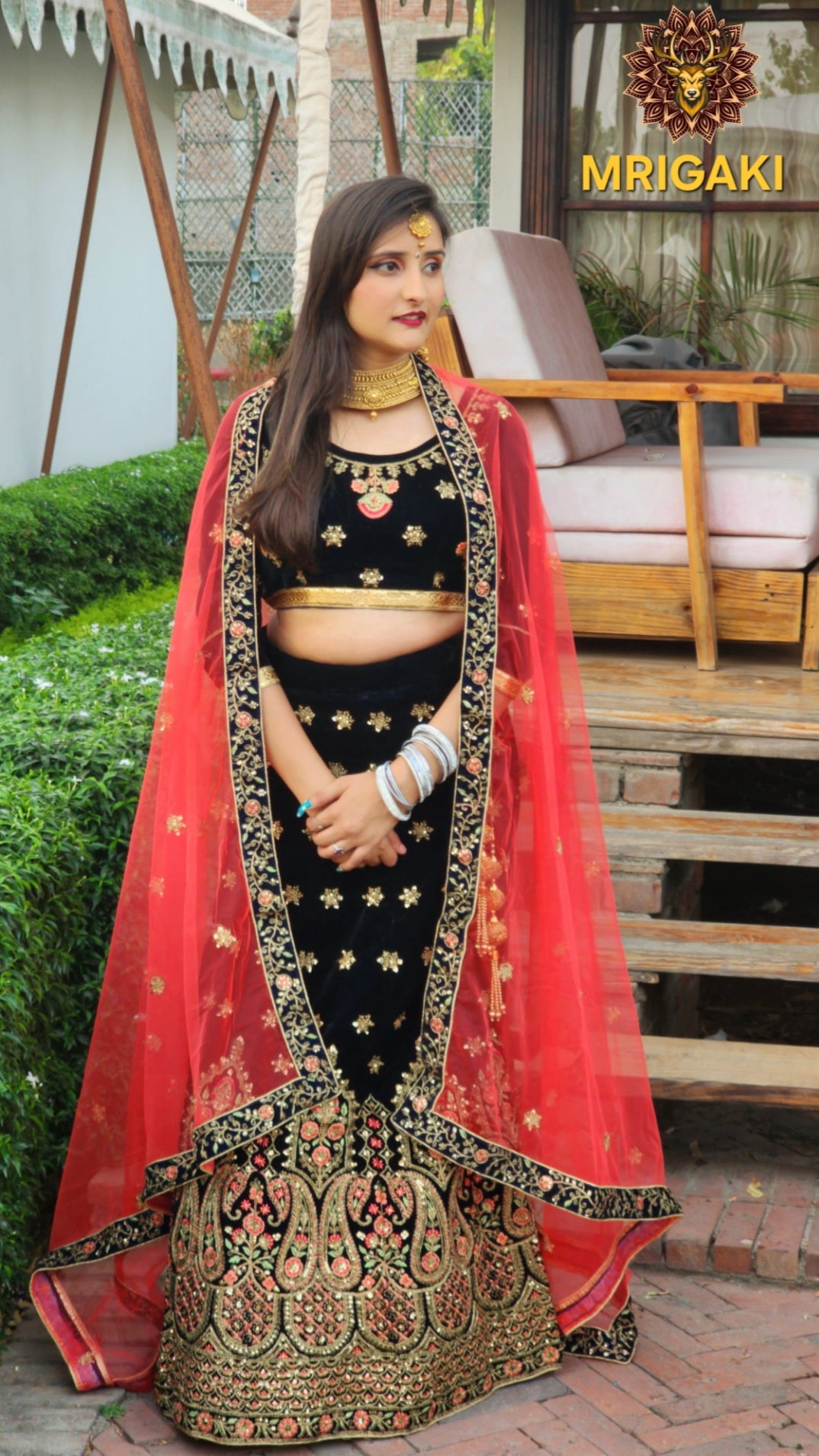 Gorgeous Velvet Heavy Embroidery Wine color Lahenga Choli with Light Red color Dupatta