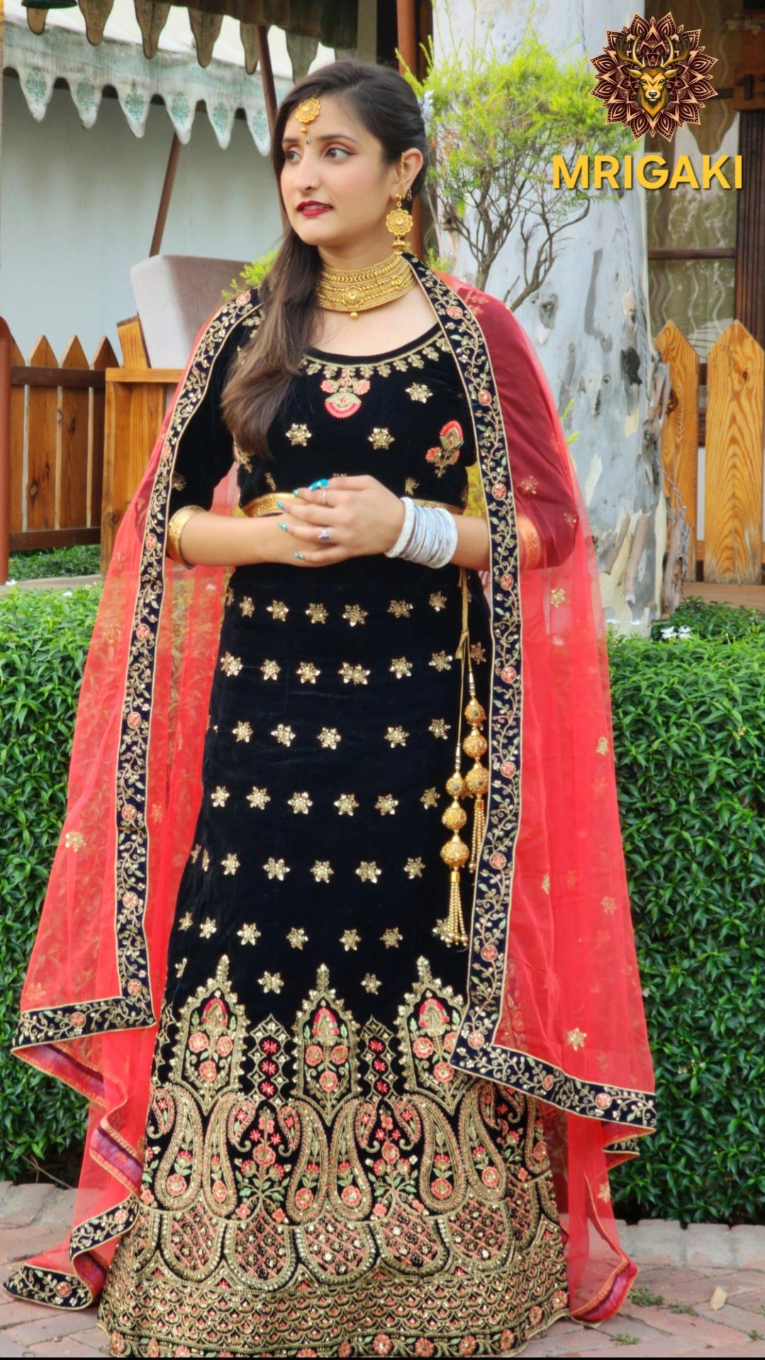 Gorgeous Velvet Heavy Embroidery Wine color Lahenga Choli with Light Red color Dupatta