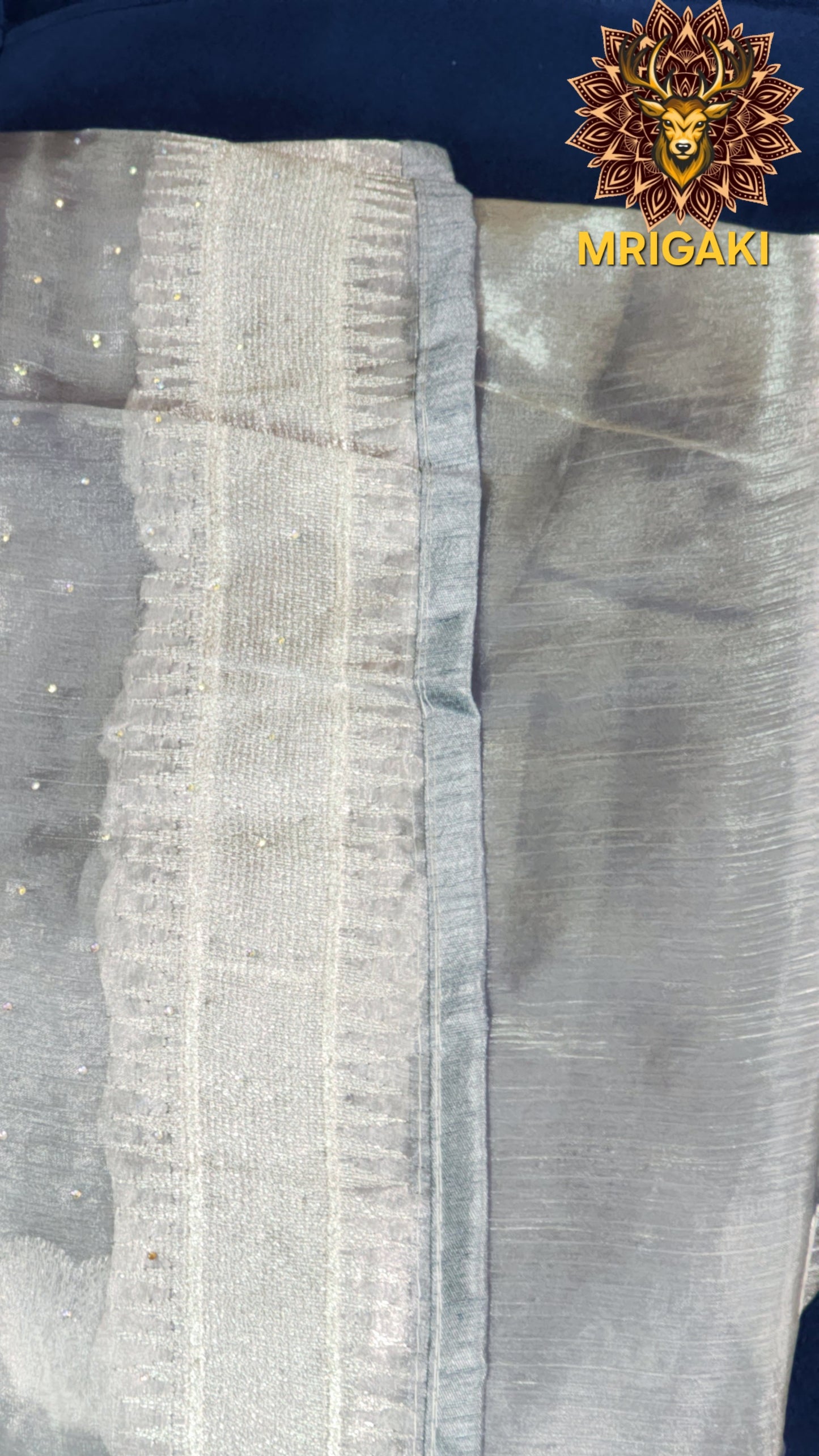 Trending Jimmy Choo Sarees with Thread work on borders & Flower designs inside, Silver stone work all over the saree