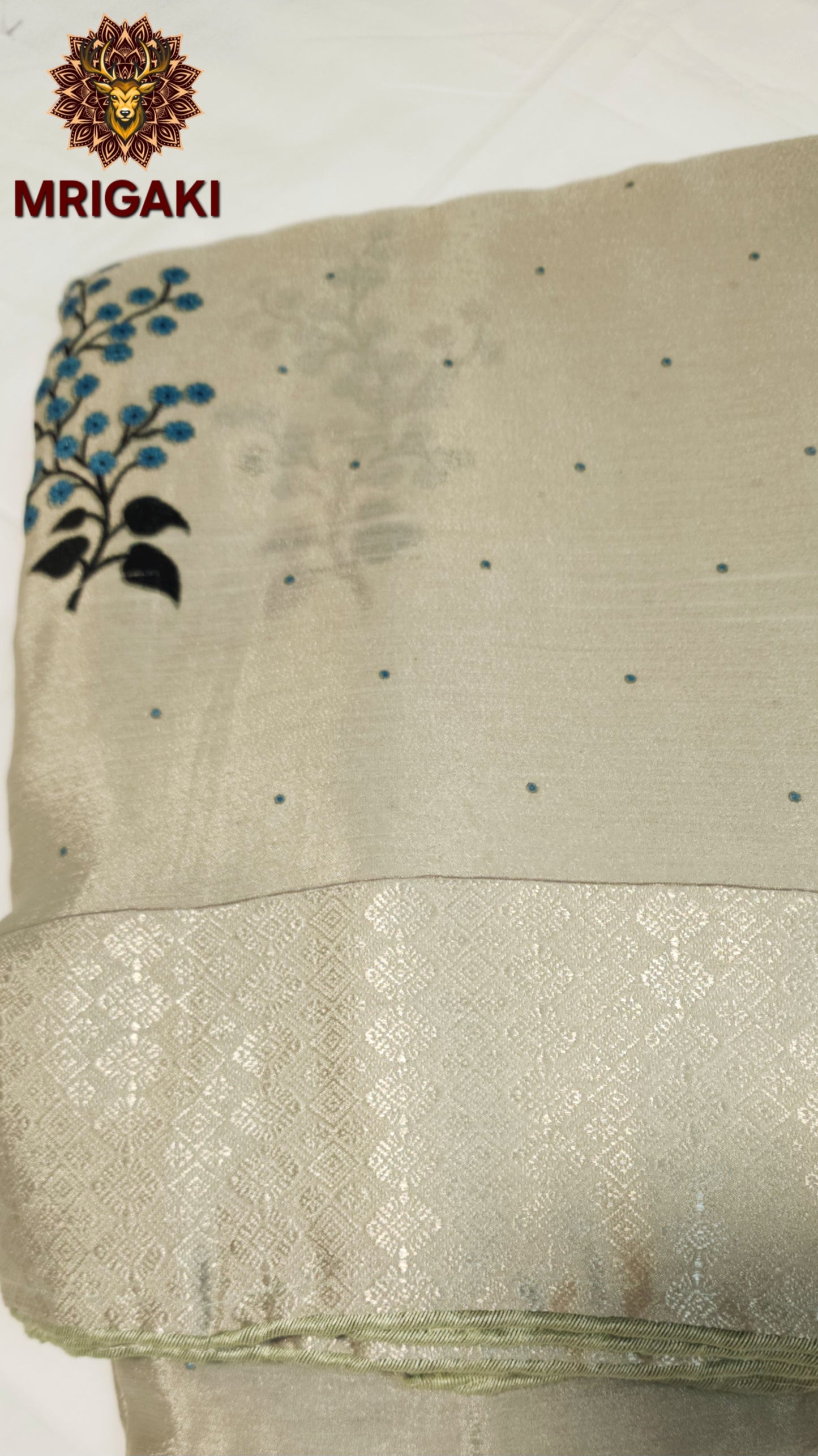 Georgette Trendy Pastel Colors Sarees with Flowery thread work pattern all over