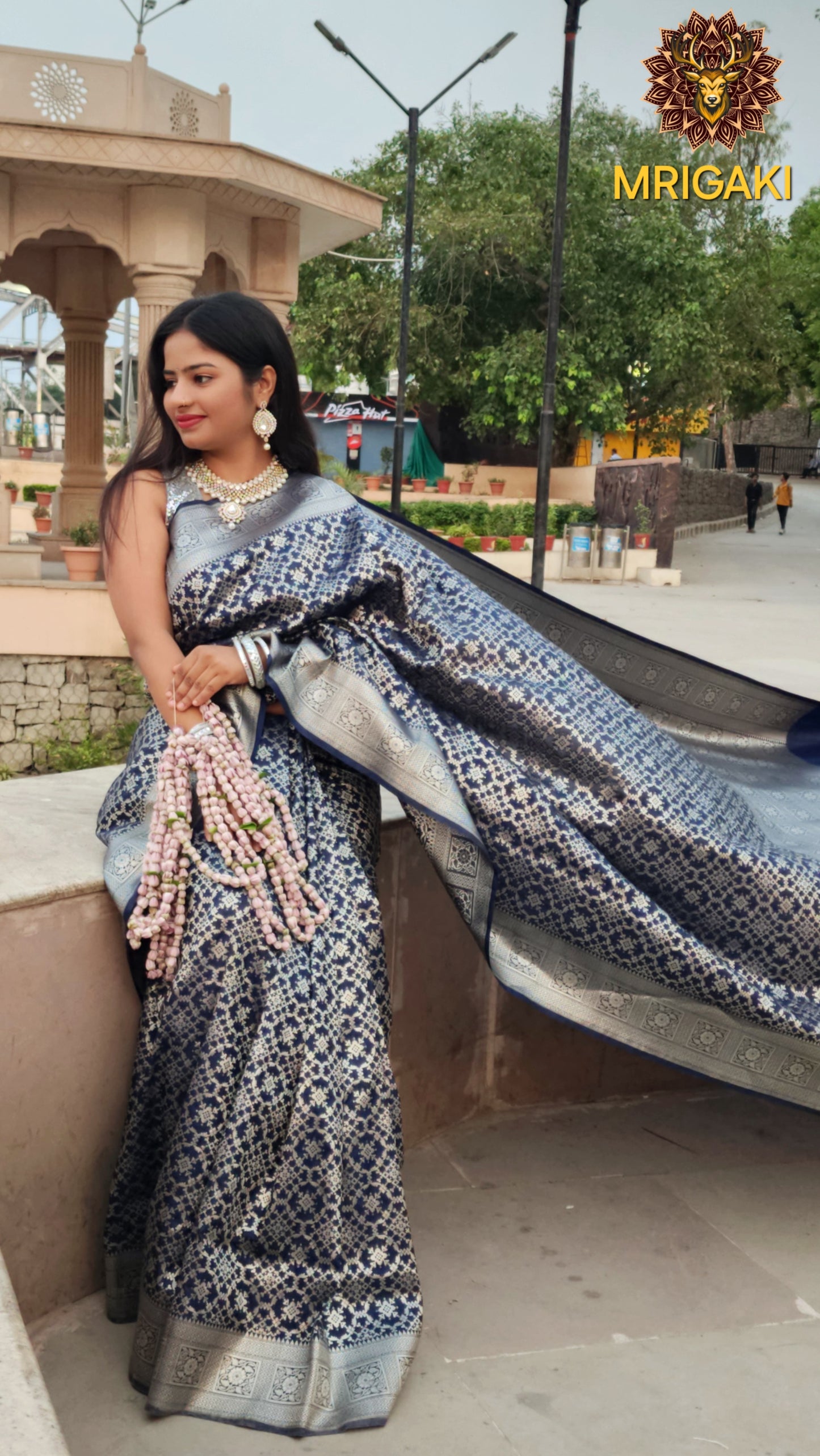 Pure Dupion Silk Patola Design Royal Blue Saree