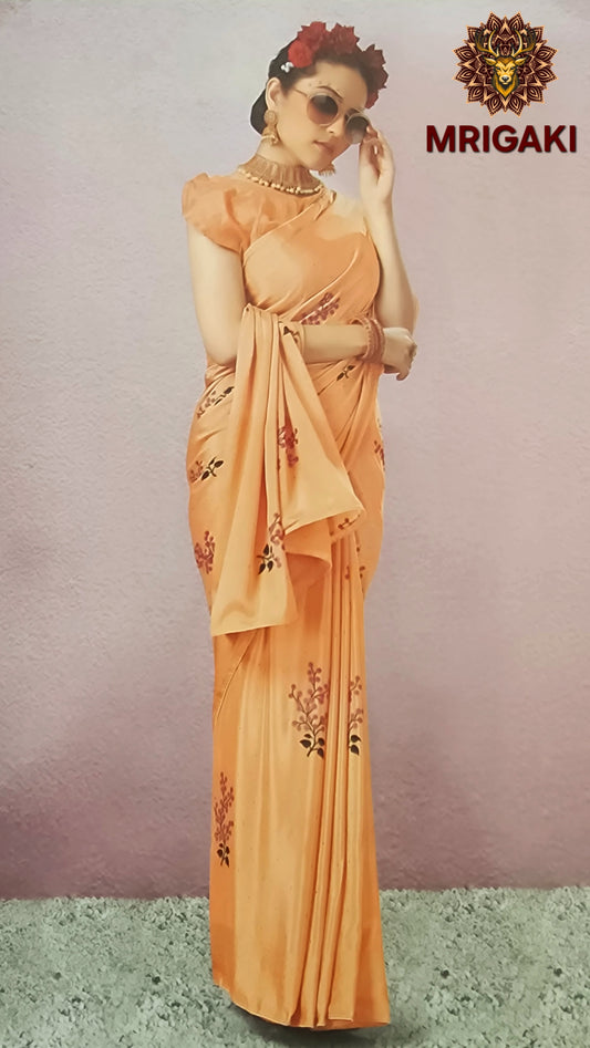 Georgette Trendy Pastel Colors Sarees with Flowery thread work pattern all over