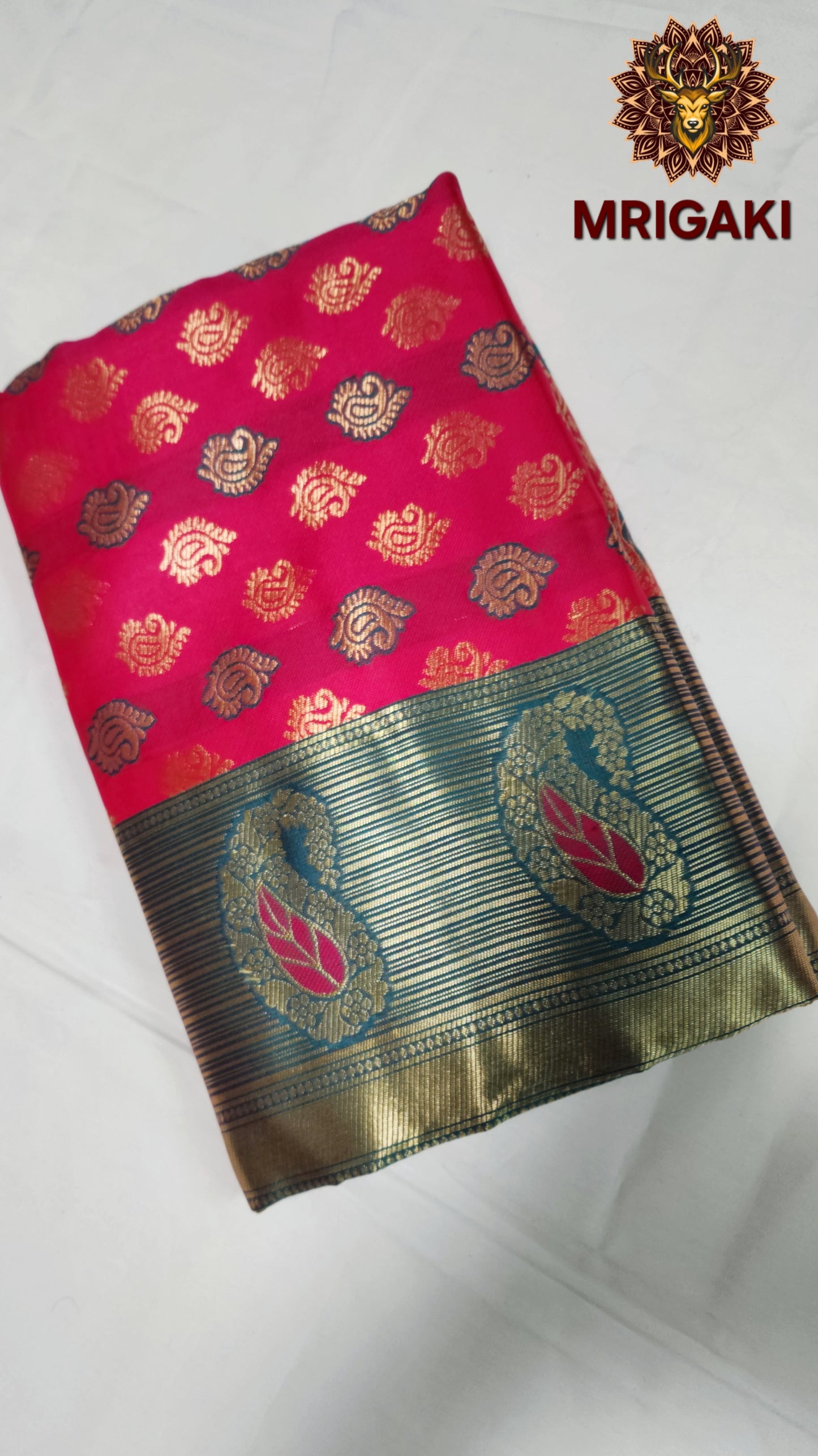 Dolla Silk Saree with Banarasi Butti Pattern All over, Zari border & designer Pallu