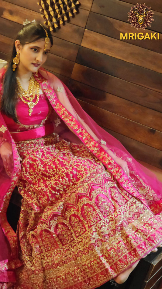 Pink Color Heavy All over Work, Light Weight Festive wear Lahenga with Designer Choli