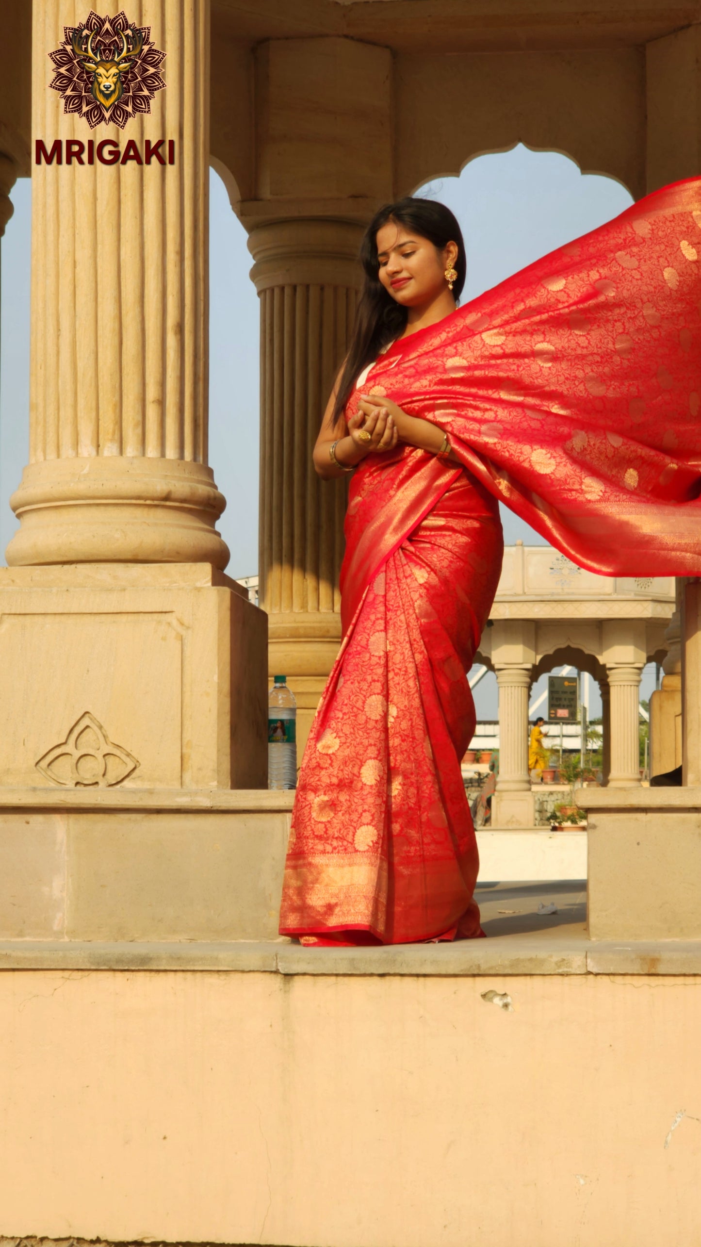 Rani Pink Kanjeevaram Silk Saree with Self Design all over & Zari border